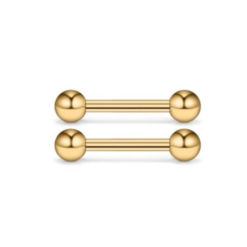 Stainless Steel Yellow Gold Straight Barbell Jewelry with Balls